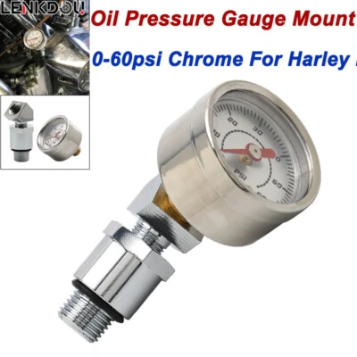 For Harley 0-60 PSI Oil Pressure Gauge Kit Evolution Shovelhead Big Twin Engine - Image 1 of 4