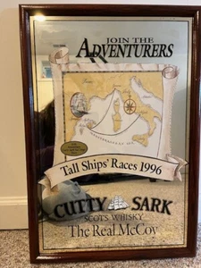 Cutty Sark Scotch Whiskey - Join The Adventurers - Mirror Bar Sign 24" x 17" - Picture 1 of 5