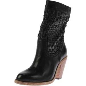 New AUSTRALIA LUXE Wynn Black Woven Leather Western Short Boots Women 4/35 (5) - Picture 1 of 2