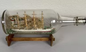 Antique American Schooner Ship Glass Bottle Diorama Maritime Folk Art NewEngland - Picture 1 of 16