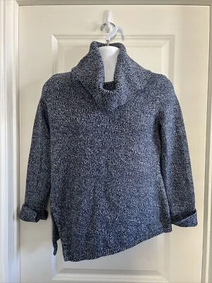 White House Black Market Turtle Neck Sweater Womens Medium Metallic Blue Rare - Image 1 of 4