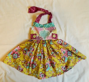 Girls size 3/4 Halter Sundress New without Tags Yellow Floral - Picture 1 of 6
