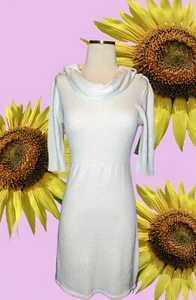 TAKE OUT Girls Size Large KNIT Sweater Dress Ivory COWL NECK Short Sleeve - Picture 1 of 8