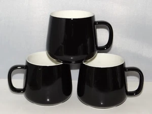 TEOCERA Coffee Mug Tea Cup Black White Porcelain 12oz. Set of 3 - Picture 1 of 8