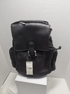 VINTAGE NOS Wilson 90er Jahre Kieselstein schwarz Leder Day Pendler Rucksack Reißverschluss Taschen - Bild 1 von 15