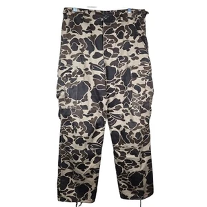 Vintage Duck Bay Camo Pants Men's Sz 34 Brown Tan Cargo Woodland Hunting Outdoor - Picture 1 of 9
