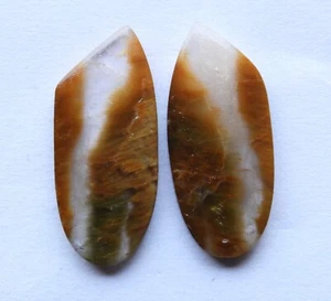 33.85 Ct Natural Rutilated Quartz (33mm X 14.5mm each) Cabochon Match Pair - Picture 1 of 3