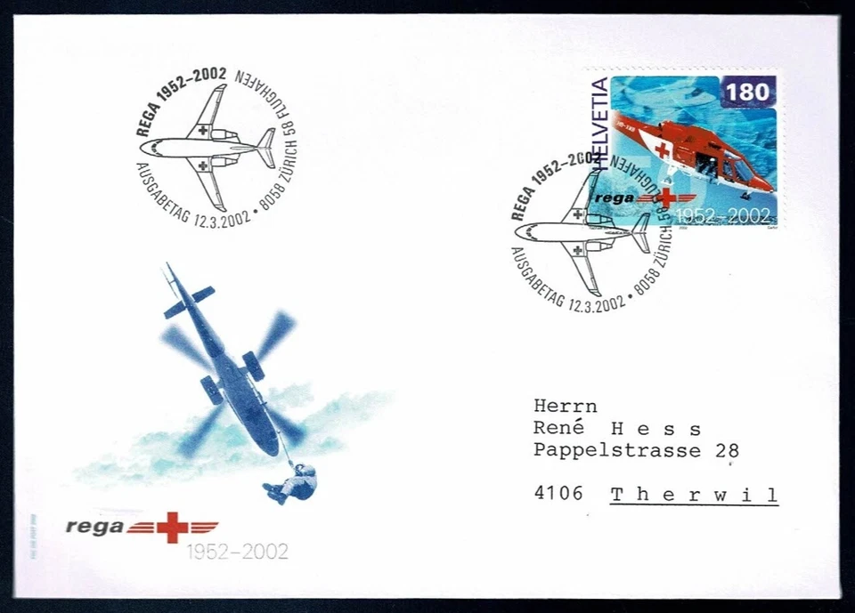 SE65 SWITZERLAND 2002 FDC 50 years of helicopter rescue services - Image 1 of 1