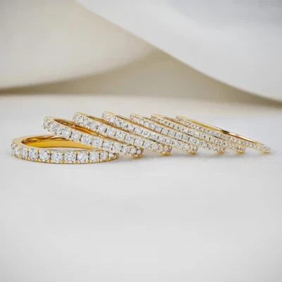14k Solid Gold Diamond Eternity Band Lab Grown Diamond Eternity Ring 1.2mm-2.8mm - Image 1 of 4