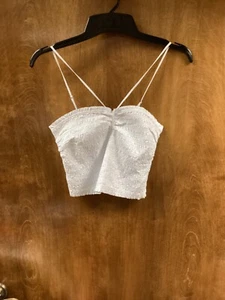 Women NWOT "Madewell " white cropped spaghetti strap top. Size Med - Picture 1 of 2