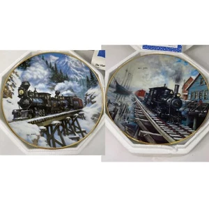Lot Ted Xaras Hamilton Collection Plate Lot Winter Crossing & By Sea Or Rail COA - Picture 1 of 8