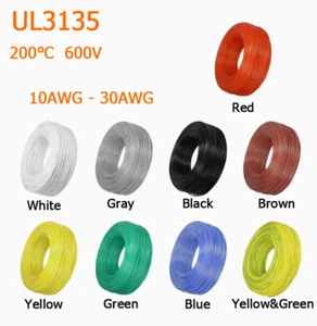UL3135 Flexible Silicone Cable Wire Stranded Tinned Copper 200℃ 600V 10AWG-30AWG - Picture 1 of 18