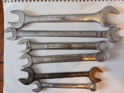 6  CRAFTSMAN ''USA'' -V- & -VA WRENCHES  3/4"  1/2" 15mm 9/16" 11/16" 7/16" - Image 1 of 4