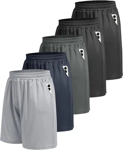 5 Pack Athletic Gym Mens Shorts - Workout Black Quick Dry Basketball Shorts with - Picture 1 of 12