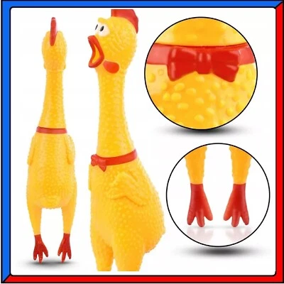 Pollo di Gomma Gioco per Cani Gatti Animali 30cm con Squeak Suono da Mordere - Immagine 1 di 4