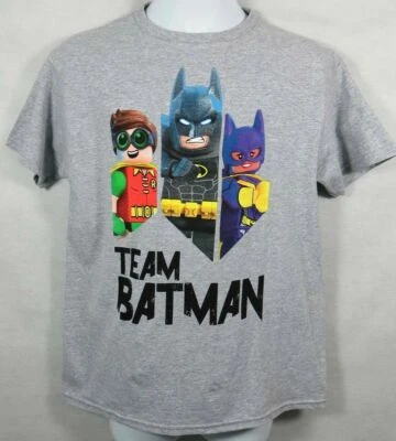 Lego Batman Boys T-Shirt Gray Team Batman Movie  Robin Catwoman DC Comics - Image 1 of 4