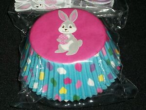 24 Wilton 2" Easter Bunny Cupcake Kit Cups Liners Picks Papers Baking Crafts