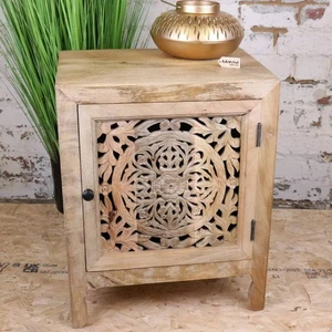 Mehira Mango Wood Bedside Cabinet Home Decor Luxury Bedroom Handmade - Picture 1 of 9