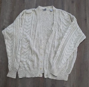 Cárdigan Suéter Claiborne Vintage Crema Abotonada Mujer M - Imagen 1 de 5