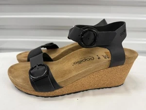 NWT Papillio Soley Ring Buckle Wedge Sandal beige BLACK Sz 42 11 BIRKENSTOCK - Picture 1 of 11