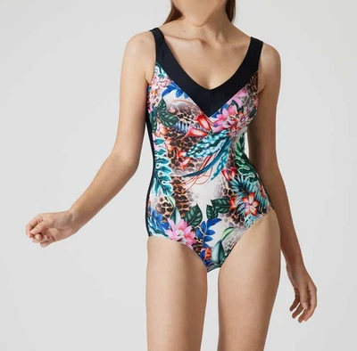 Badeanzug mehrfarbig 48 Damen mit tropischem Druck animal/bunt C-Cup 3.8035 - Bild 1 von 2