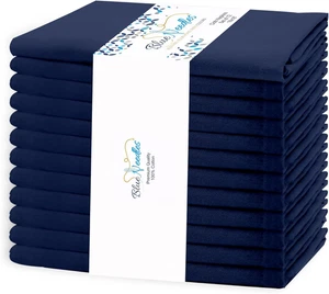 Solid Cloth Napkins Set of 12 Navy Blue 100% Cotton Dinner Napkins 18X18 Inches  - Picture 1 of 12