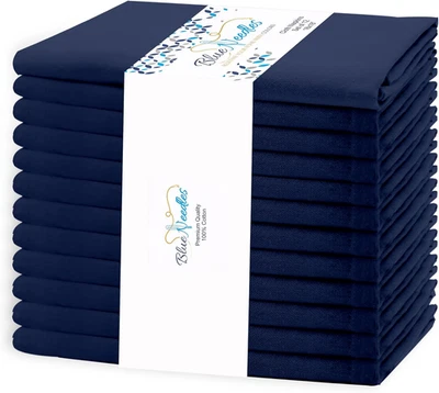 Solid Cloth Napkins Set of 12 Navy Blue 100% Cotton Dinner Napkins 18X18 Inches  - Image 1 of 4
