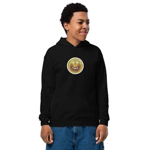 Goofy Smile Emoji Youth Heavy Blend Hoodie - Picture 1 of 14