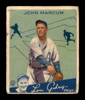1934 Goudey #69 John Marcum   G/VG X3552104 - Image 1 of 3