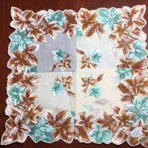 Vintage Taschentuch, Einstecktuch, Neu, Damen Taschentuch, Blätter. - Bild 1 von 8