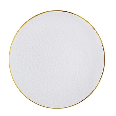 ПРОЗРАЧНЫЕ 6 круглых 13-дюймовых кованых пластиковых зарядных пластин с золотым ободком украшения для вечеринок - Изображение 1 из 4