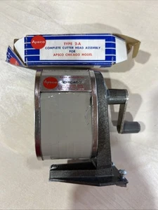 Vintage APSCO Chicago Pencil Sharpener Wall Desk TYPE 2A Metal W/extra Head - Picture 1 of 5