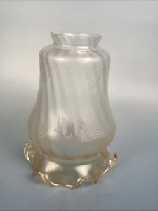 Vintage Vianne Glass Lamp Light Shades Satin Gold Etched 2 1/4"  Fitter 7 x 4.5" - Picture 1 of 6