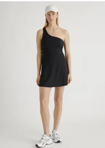 Quince Black Ultra-Form One Shoulder Performance Dress sz S Women's Athletic NWT - Picture 1 of 11