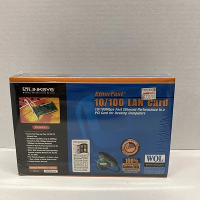 Linksys 10/100 PCI Ethernet Card LNE100TX Windows 98/ME/2K/XP Support NEW SEALED - Image 1 of 4