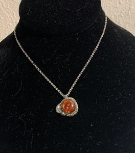 Vintage Indianer Sterlingsilber Bernstein Conjak Halskette 18 Zoll - Bild 1 von 5