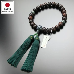 Prayer Beads Japanese Juzu Matte Rosewood Moss Agate w/Box for Men Kyoto Made - Picture 1 of 8