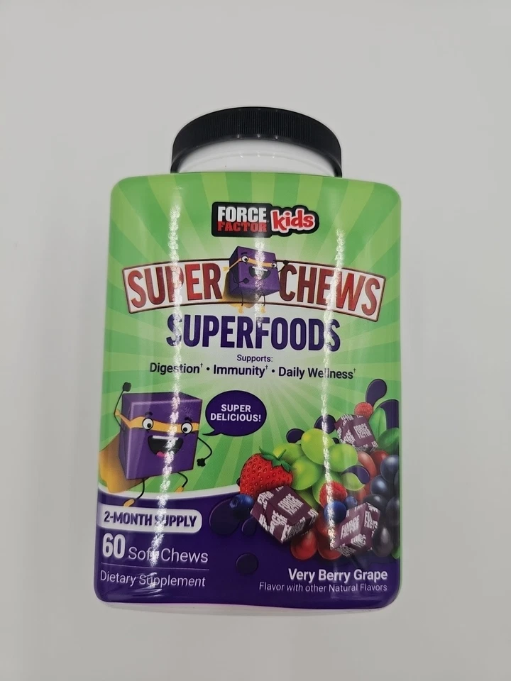 FORCE FACTOR Niños Superalimento Super Masticables, Vitaminas y Suplemento de Apoyo Inmunológico Foto 1 de 1