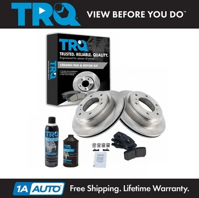 TRQ Rear Ceramic Brake Pads & Rotors Kit Fits 2001-2006 Mitsubishi Montero - Image 1 of 4