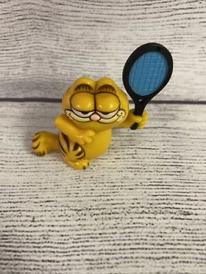 VINTAGE 1981 GARFIELD Cat Playing Tennis 2" Plastic PVC Toy Figure FAST SHIPPING - Image 1 of 4