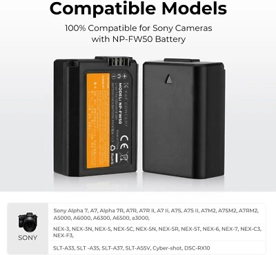 NP-FW50 Battery for Sony A6300 A6400 A6000 A5000 A3000 1100mAh 7 K&F CONCEPT - Image 1 of 2