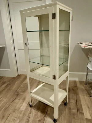 Antique 1900's Metal Dental Cabinet (Industrial / Display), w/Glass Shelves - Image 1 of 4