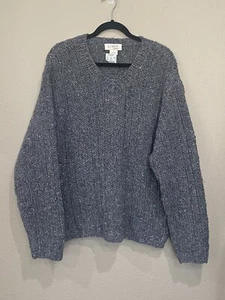 J. Crew Handstrick Pullover Damen Large Wolle Grau Grobstrick Rundhals Neu mit Etikett - Bild 1 von 12