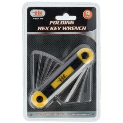 9pc Folding Hex Key Wrench SAE Set 1/4 7/32 3/16 5/32 9/64 1/8 7/64 3/32 5/64 - Image 1 of 2