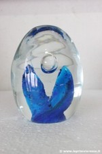 UOVO D'EPOCA IN VETRO H 10 cm - FERMACARTE VINTAGE GLASS EGG PAPER WEIGHT