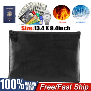 2000℉ Fire Proof Money Bag Fireproof Document Pouch Waterproof Safe Cash Large - Picture 1 of 16