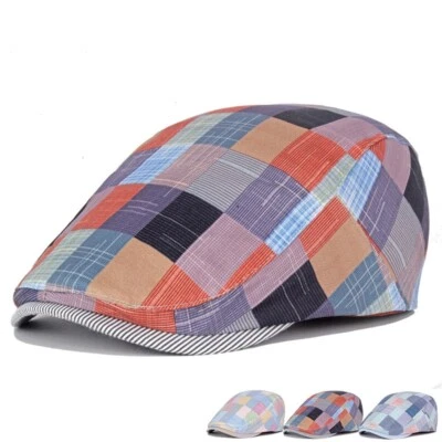 Hombres Mujeres Cuadros Hiedra Newsboy Cabbie Gatsby Boina de Golf Sombrero Plano Delgado Gorra de Verano Foto 1 de 4
