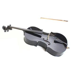 Wood Cello Bag Bow Rosin Bridge Black 4/4 - Picture 1 of 19