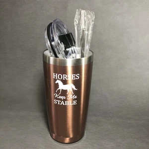 Pferdeliebhaber Geschenke Pferde halten mich stabil Reisebecher Edelstahl 20oz - Bild 1 von 7