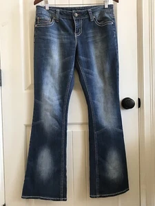 Z Co Premium Flare Jeans Size 11 Juniors 33x32 Distressed Stretch Bootcut Y2K - Picture 1 of 7